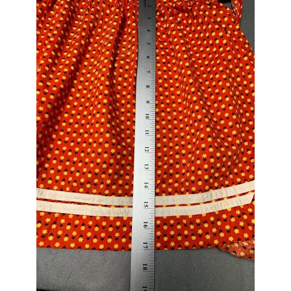 Handmade Vintage Red & Yellow Floral Apron with Pockets & White Trim - Picture 5 of 6